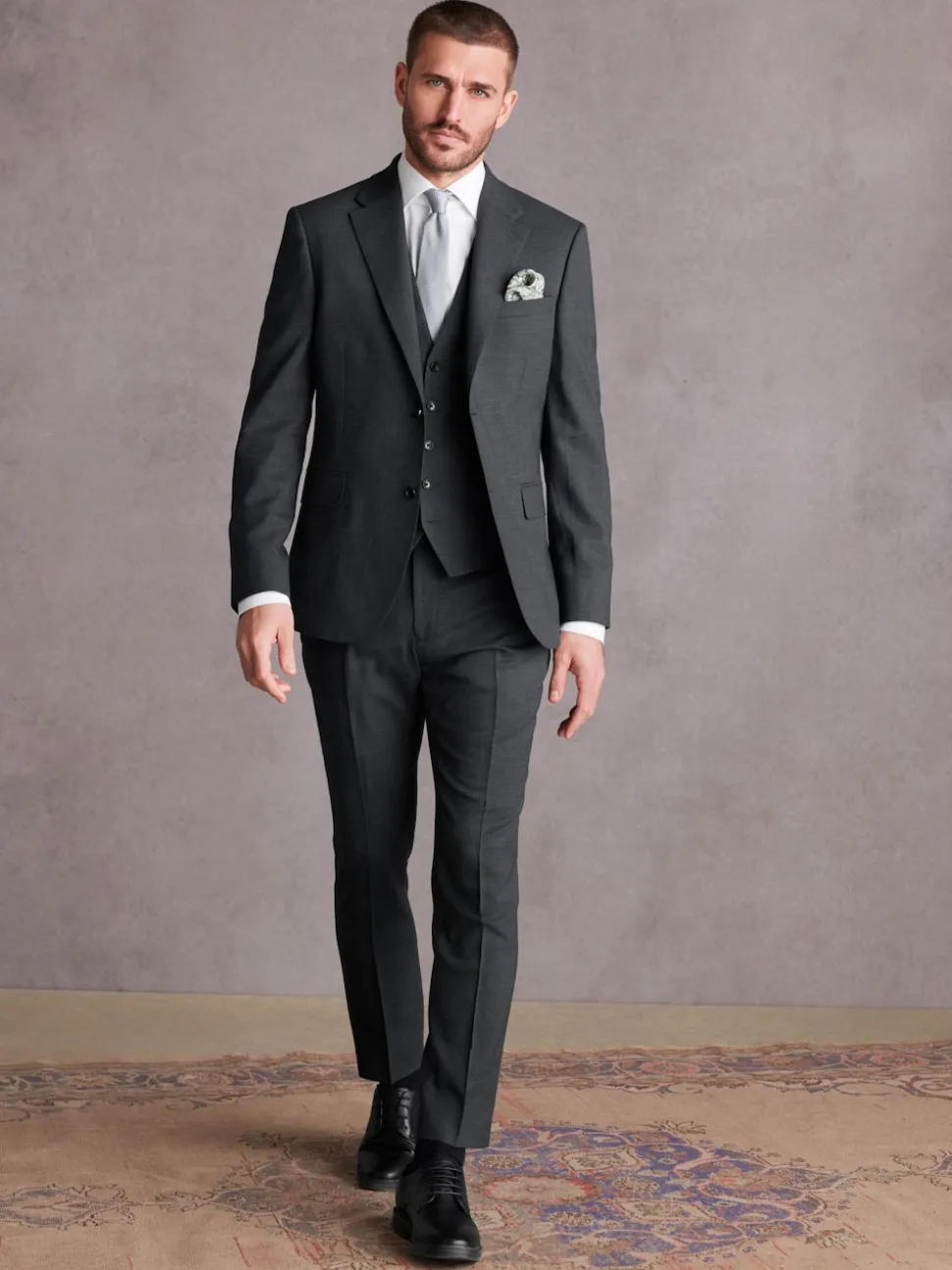 Charcoal Grey Signature Tollegno Suit Waistcoat