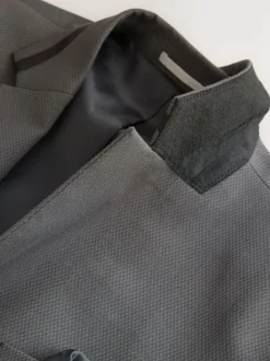 Charcoal Grey Skinny Fit Inset Lapel Detail Tuxedo Suit Jacket