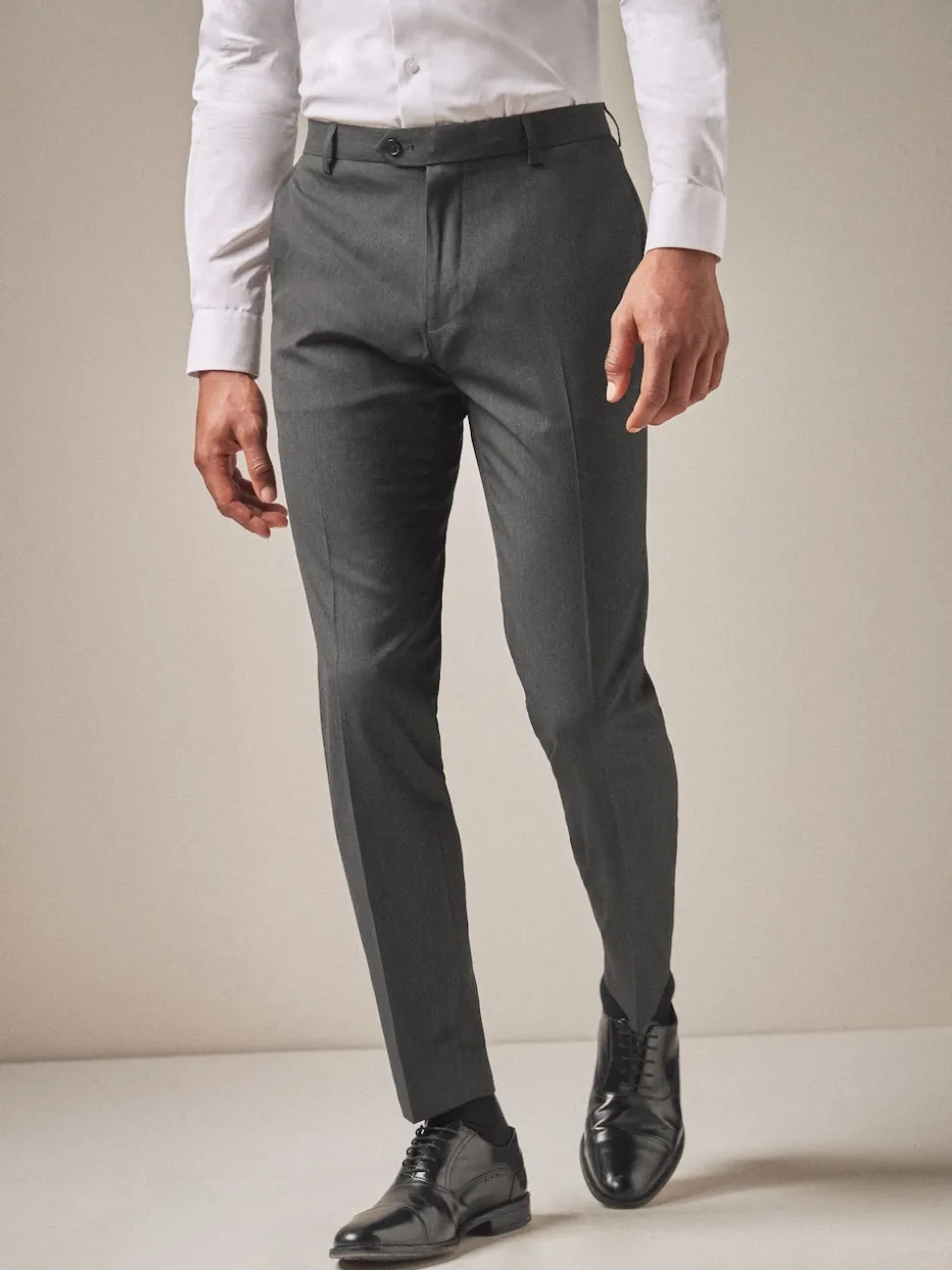 Charcoal Grey Skinny Fit Stretch Smart Trousers