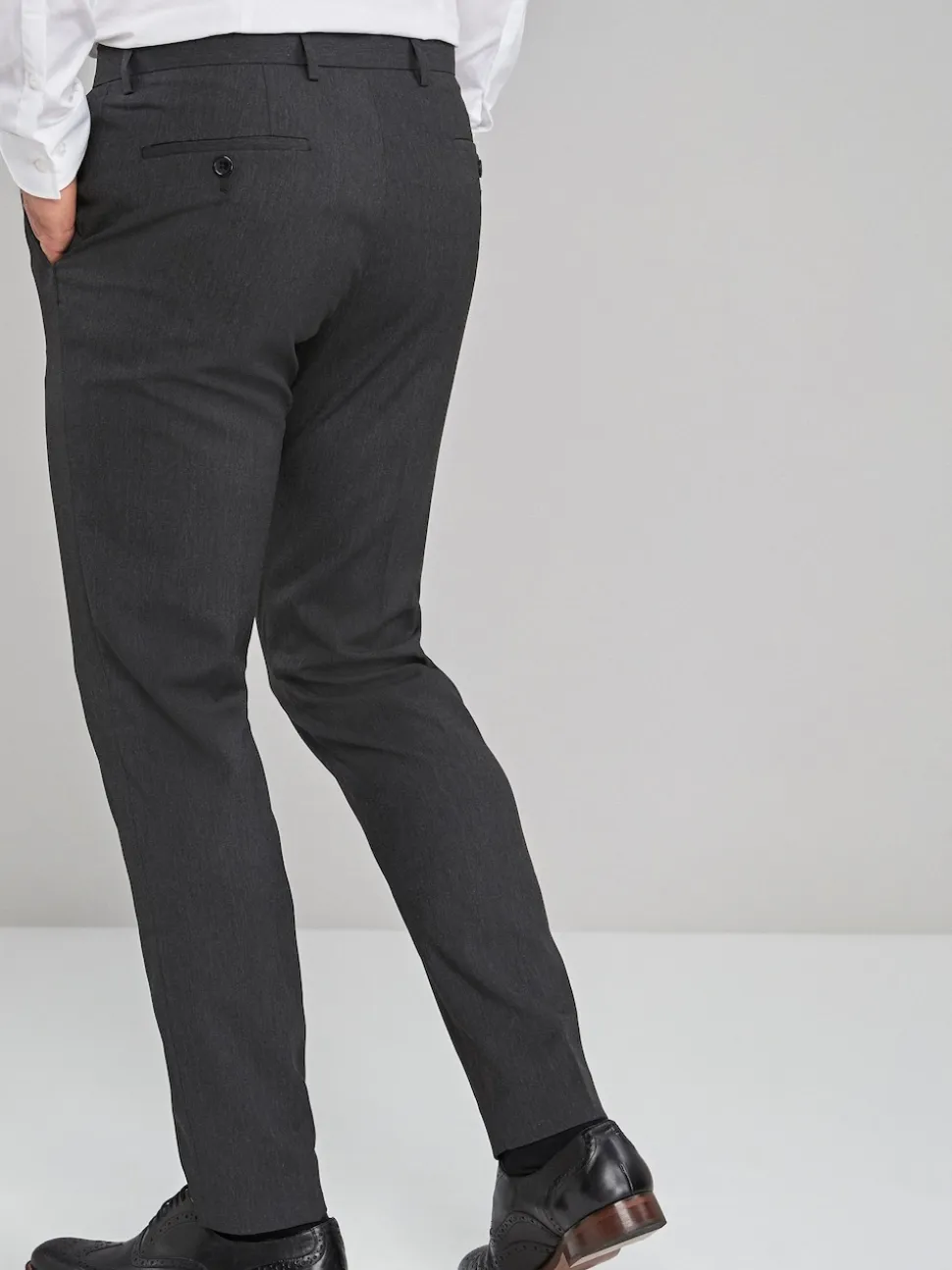 Charcoal Grey Skinny Fit Stretch Smart Trousers