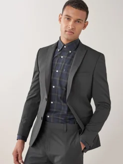 Charcoal Grey Skinny Fit Two Button Suit Jacket
