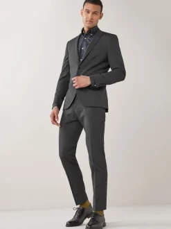 Charcoal Grey Skinny Fit Two Button Suit Jacket