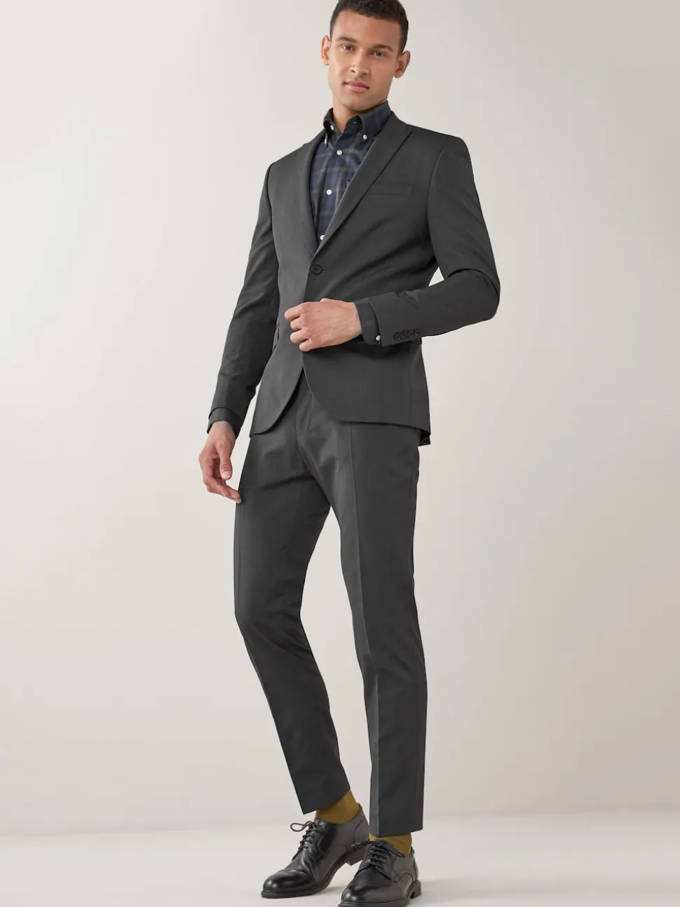 Charcoal Grey Skinny Fit Two Button Suit Jacket
