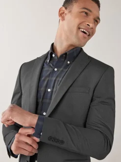 Charcoal Grey Skinny Fit Two Button Suit Jacket