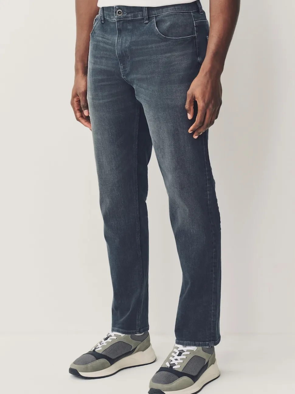 Charcoal Grey Slim Fit Authentic Stretch Denim Jeans