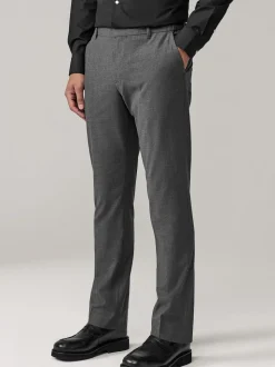 Charcoal Grey Slim Fit Elasticated Waist Motionflex Stretch Smart Trousers