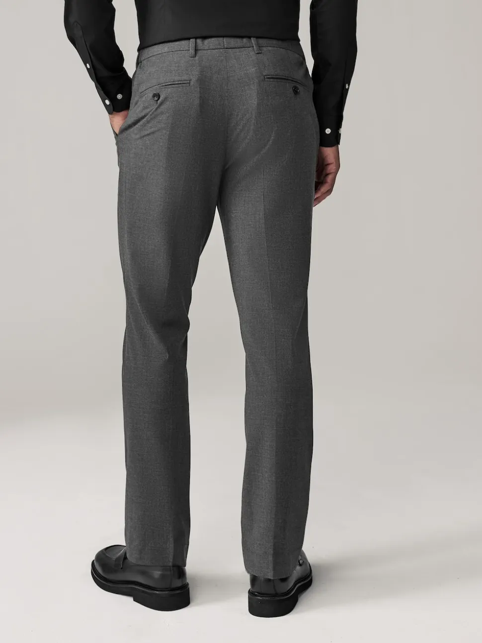 Charcoal Grey Slim Fit Elasticated Waist Motionflex Stretch Smart Trousers