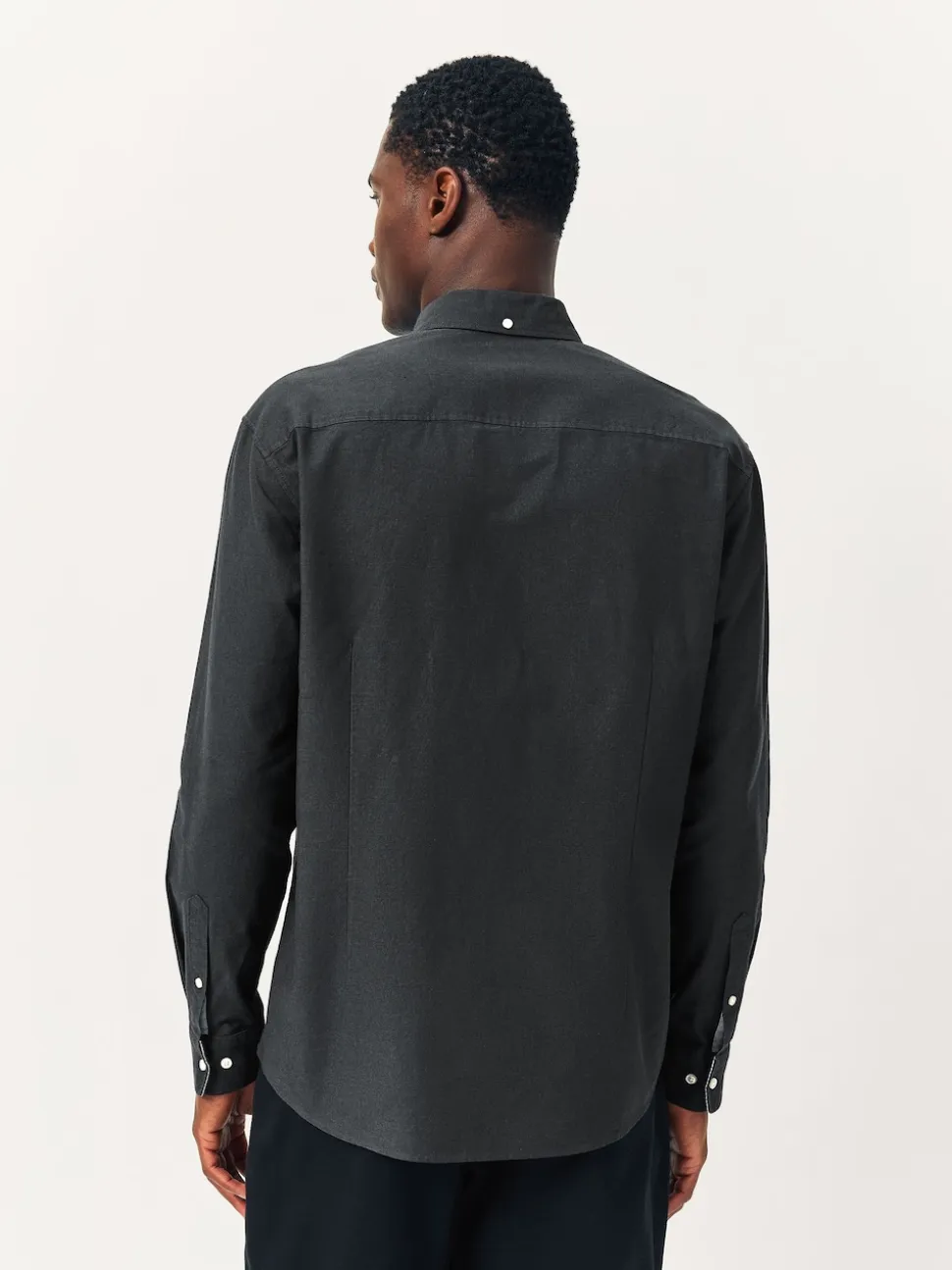 Charcoal Grey Slim Fit Long Sleeve Oxford Shirt