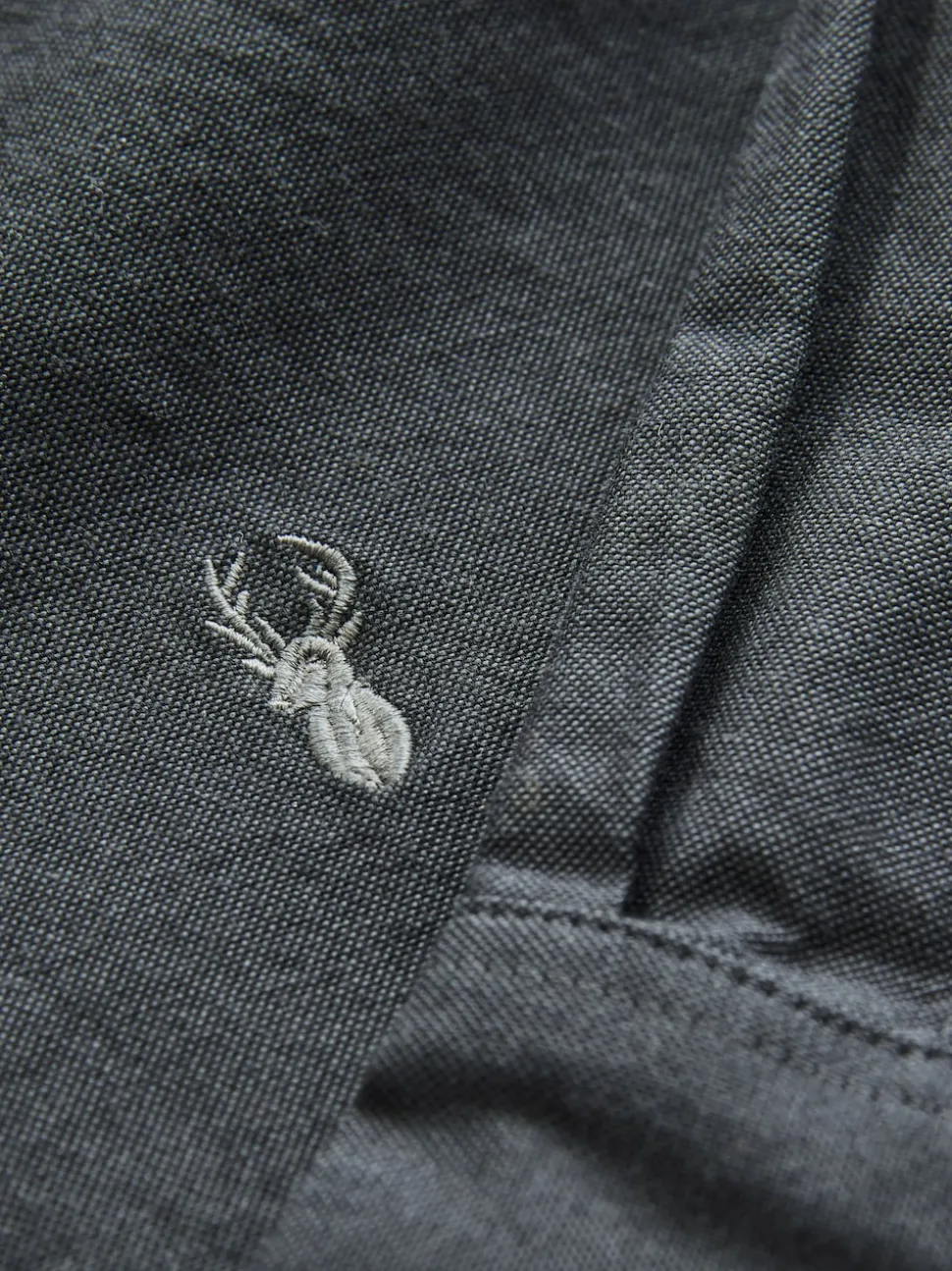 Charcoal Grey Slim Fit Long Sleeve Oxford Shirt