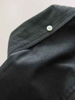 Charcoal Grey Slim Fit Long Sleeve Oxford Shirt