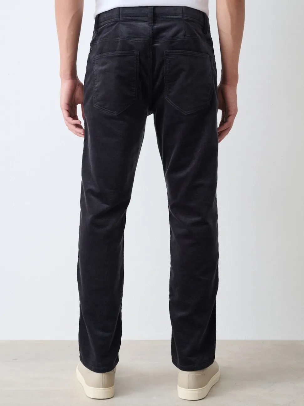 Charcoal Grey Slim Fit Motionflex Corduroy Stretch Trousers