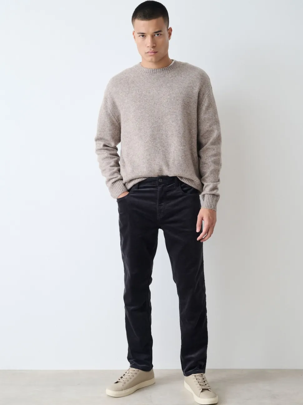 Charcoal Grey Slim Fit Motionflex Corduroy Stretch Trousers