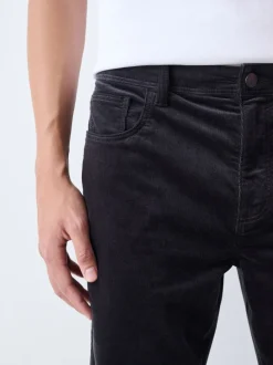 Charcoal Grey Slim Fit Motionflex Corduroy Stretch Trousers