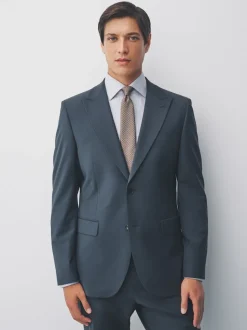 Charcoal Grey Slim Fit Slim Fit Motion Flex Wool Blend Suit Jacket