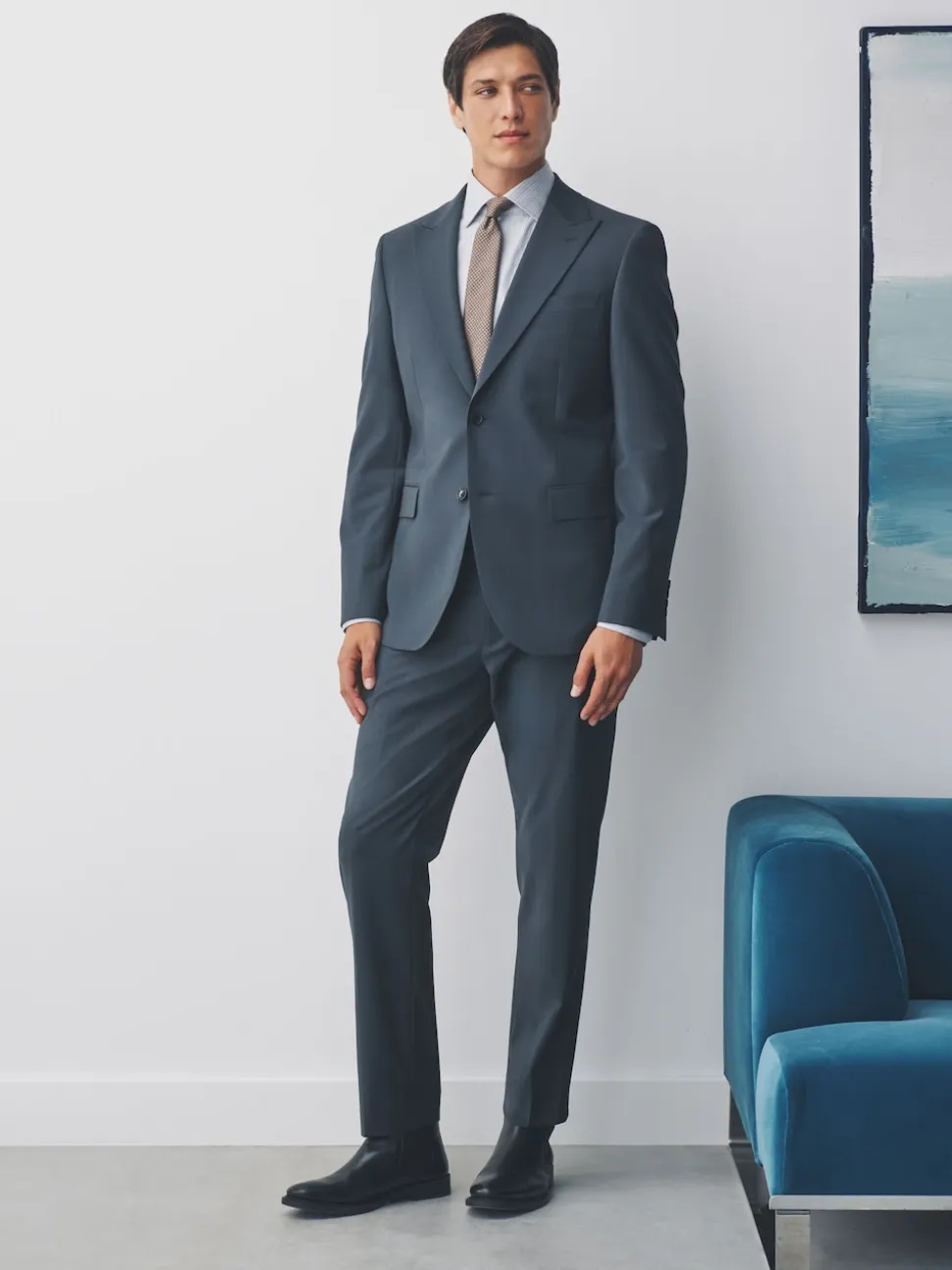 Charcoal Grey Slim Fit Slim Fit Motion Flex Wool Blend Suit Jacket