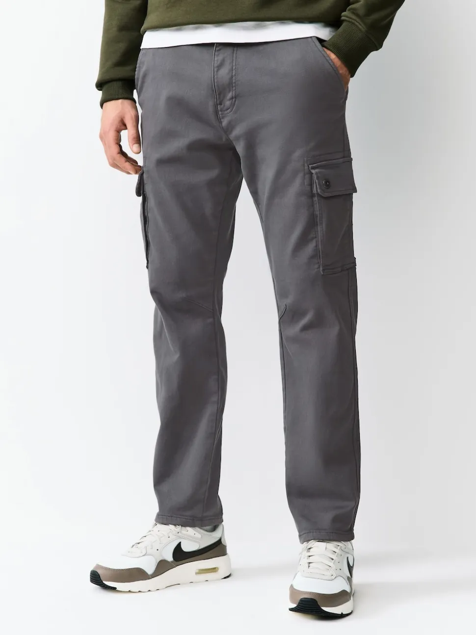 Charcoal Grey Slim Fit Slim Fit Motionflex Strech Cargo Trousers