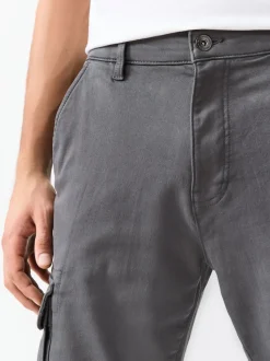 Charcoal Grey Slim Fit Slim Fit Motionflex Strech Cargo Trousers
