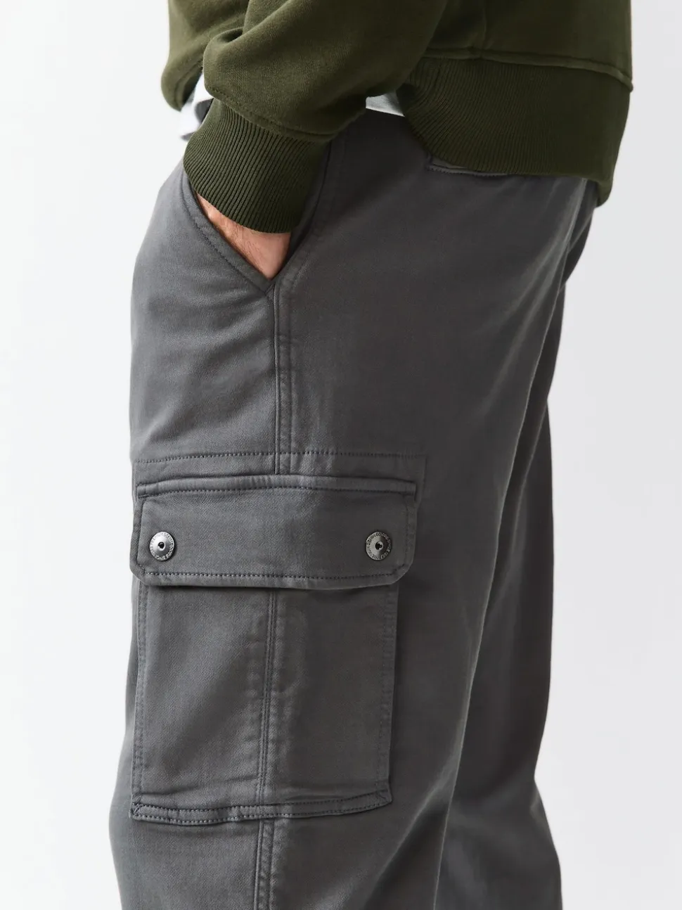 Charcoal Grey Slim Fit Slim Fit Motionflex Strech Cargo Trousers