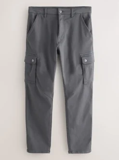 Charcoal Grey Slim Fit Slim Fit Motionflex Strech Cargo Trousers