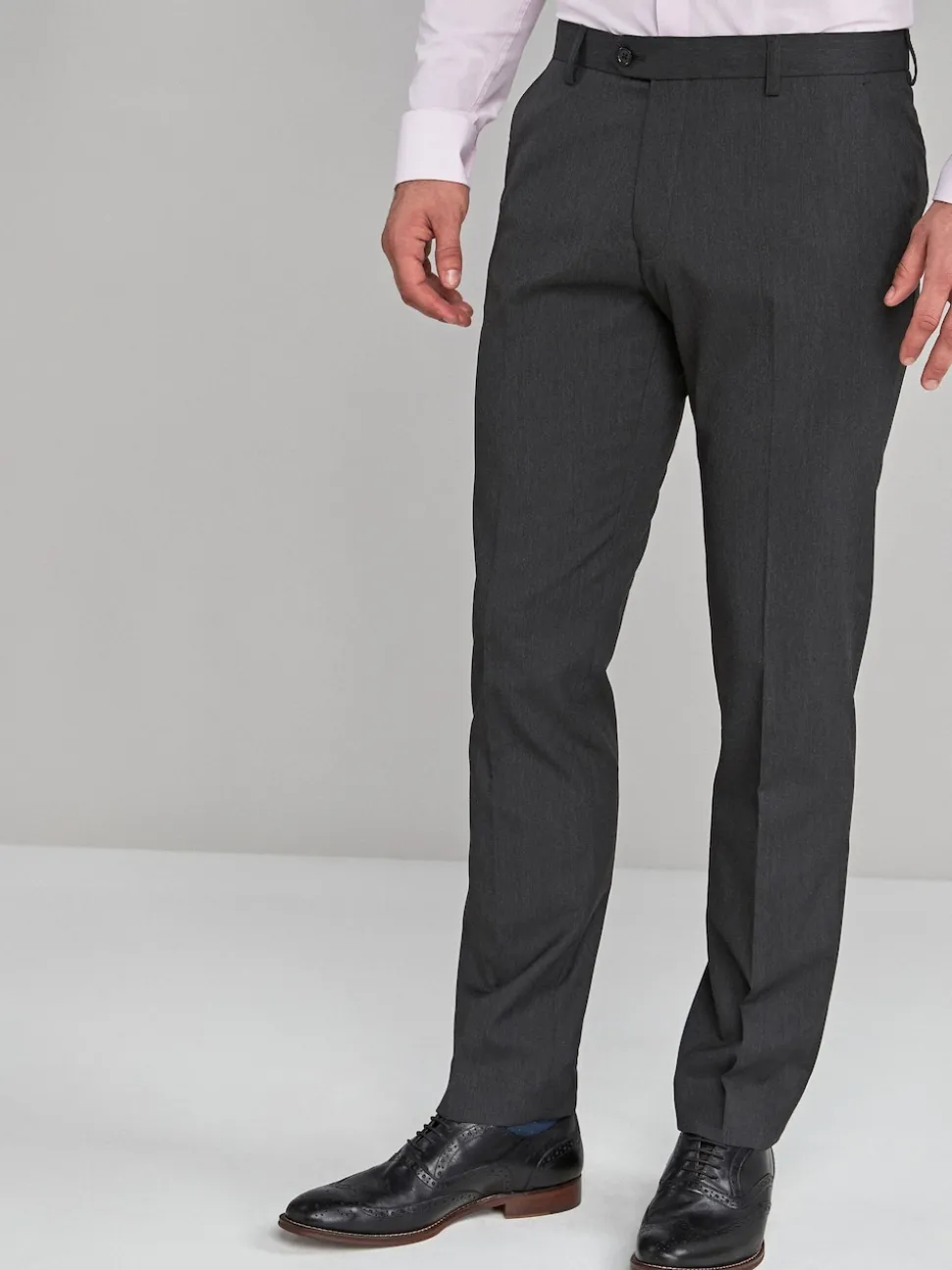 Charcoal Grey Slim Fit Stretch Smart Trousers
