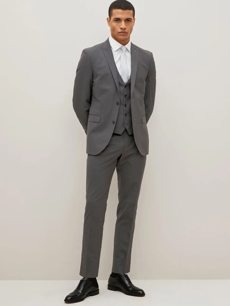 Charcoal Grey Slim Fit Two Button Suit Jacket