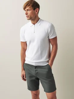 Charcoal Grey Straight Fit Stretch Chinos Shorts