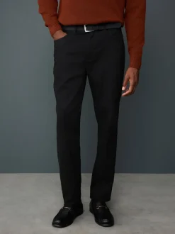 Charcoal Grey Straight Fit Smart Brushed Cotton TENCEL™ Lyocell Blend Chinos With Belt