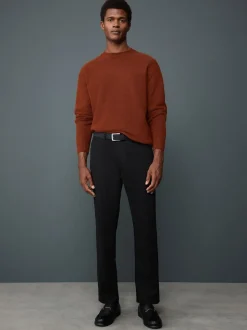 Charcoal Grey Straight Fit Smart Brushed Cotton TENCEL™ Lyocell Blend Chinos With Belt