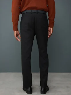 Charcoal Grey Straight Fit Smart Brushed Cotton TENCEL™ Lyocell Blend Chinos With Belt