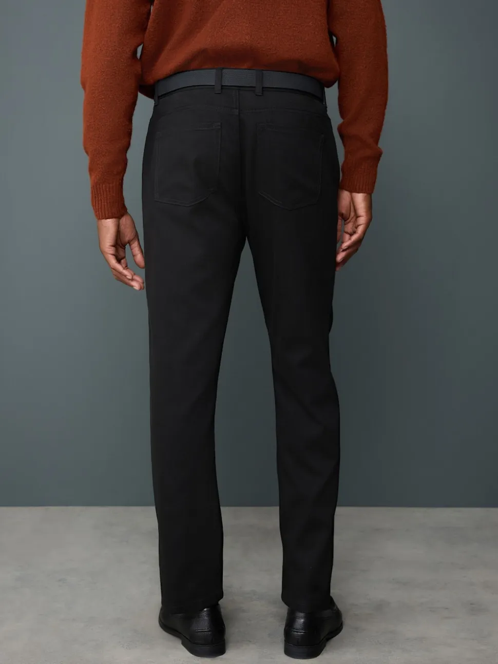 Charcoal Grey Straight Fit Smart Brushed Cotton TENCEL™ Lyocell Blend Chinos With Belt