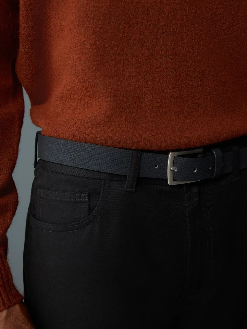 Charcoal Grey Straight Fit Smart Brushed Cotton TENCEL™ Lyocell Blend Chinos With Belt