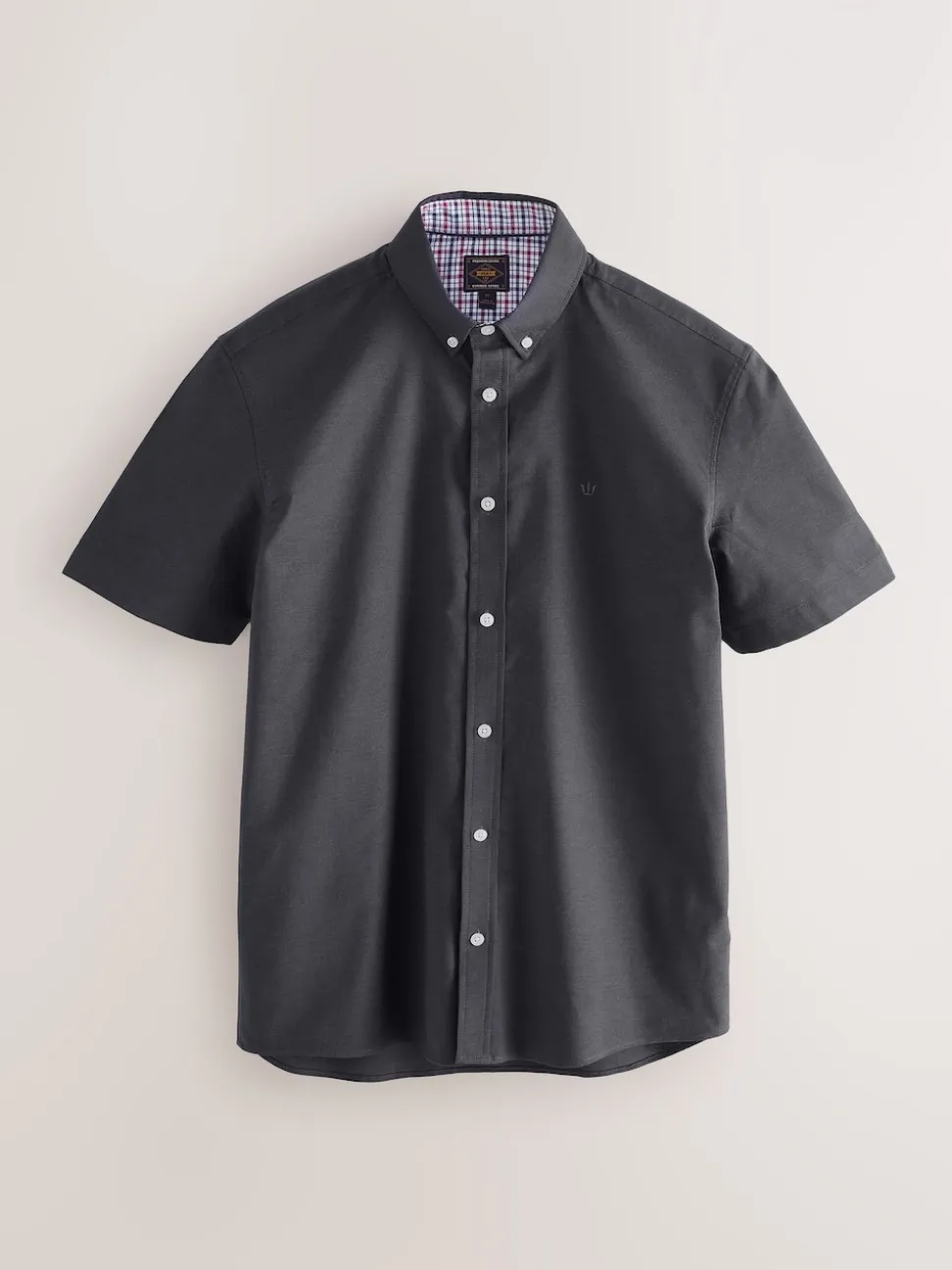 Charcoal Grey Stretch Oxford Short Sleeve Shirt