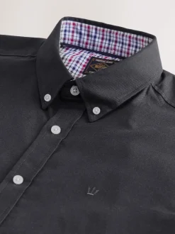 Charcoal Grey Stretch Oxford Short Sleeve Shirt