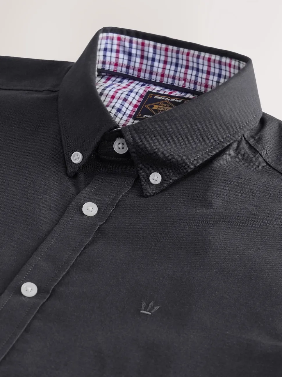 Charcoal Grey Stretch Oxford Short Sleeve Shirt