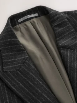 Charcoal Grey Tailored Fit Tailored Fit Signature Empire Mills 100% British Wool Stripe Suit Jacket