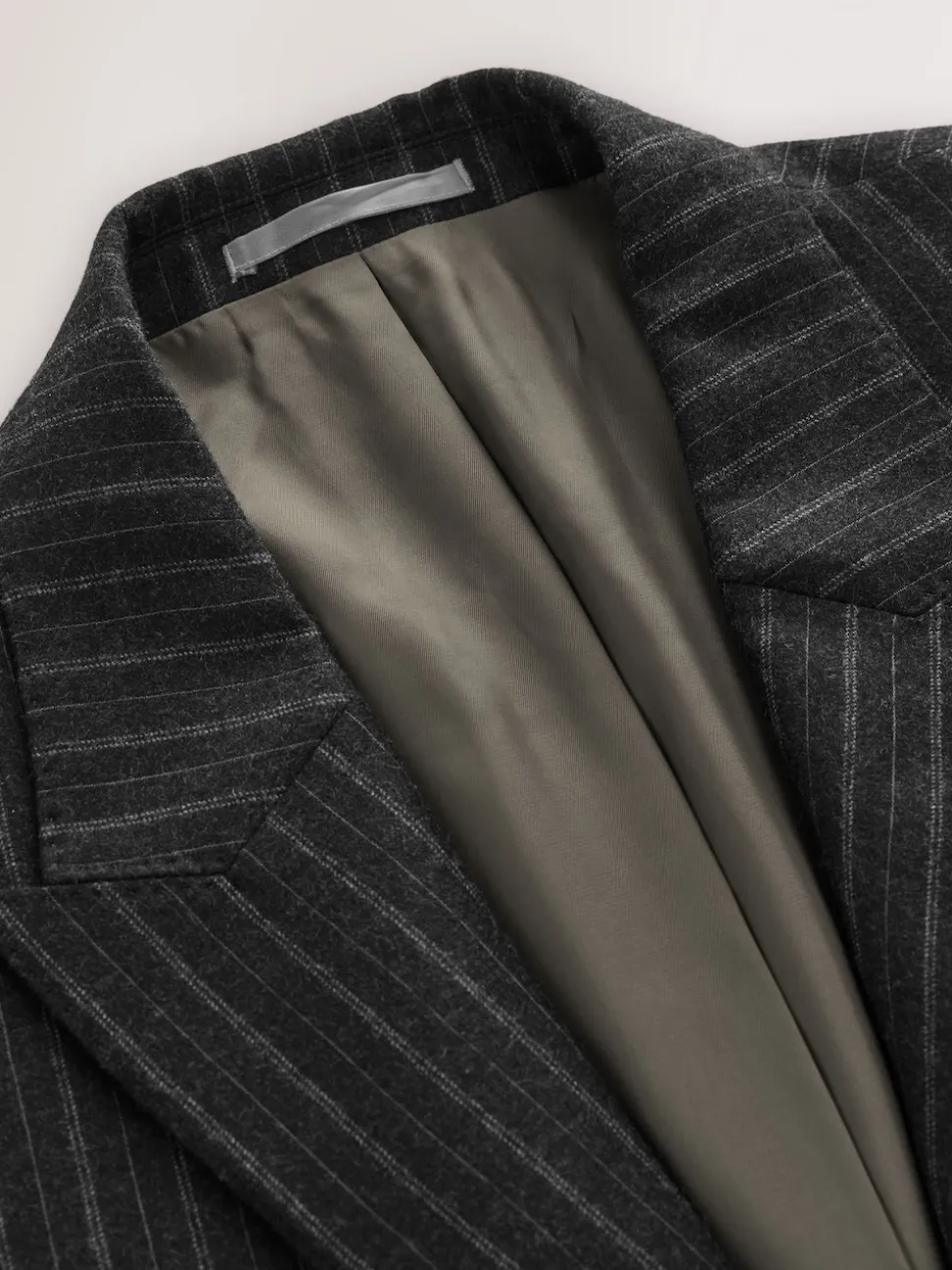 Charcoal Grey Tailored Fit Tailored Fit Signature Empire Mills 100% British Wool Stripe Suit Jacket