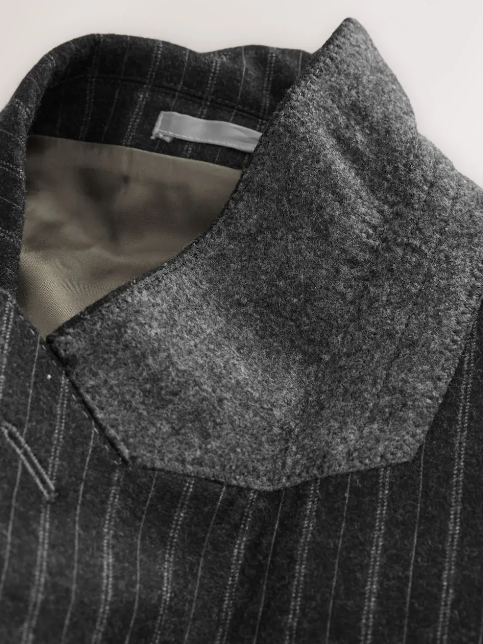 Charcoal Grey Tailored Fit Tailored Fit Signature Empire Mills 100% British Wool Stripe Suit Jacket