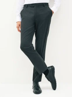 Charcoal Grey Tailored Fit Stretch Smart Trousers