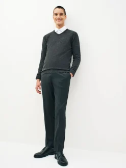 Charcoal Grey Tailored Fit Stretch Smart Trousers