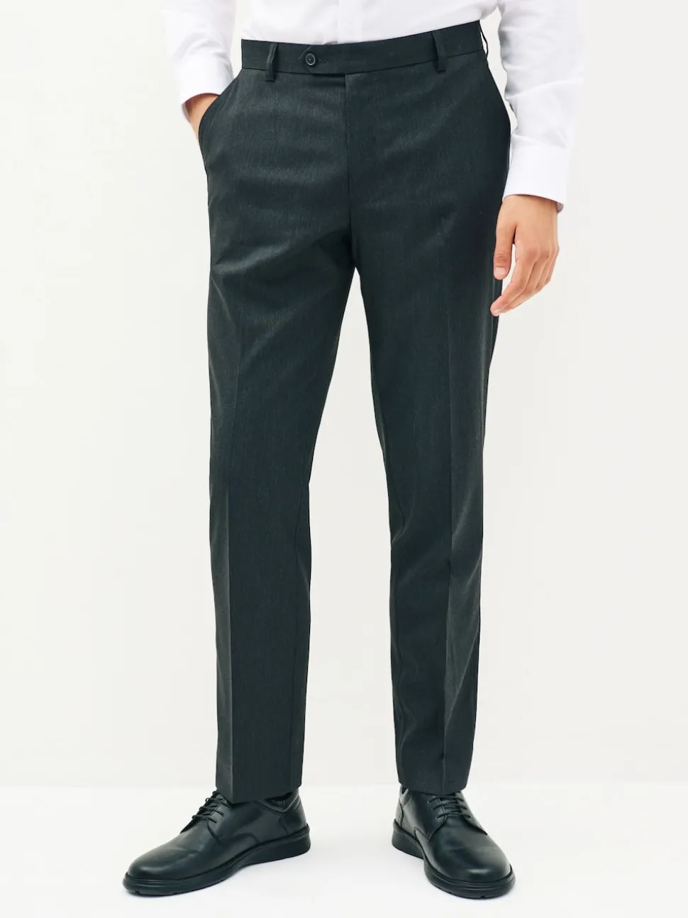 Charcoal Grey Tailored Fit Stretch Smart Trousers