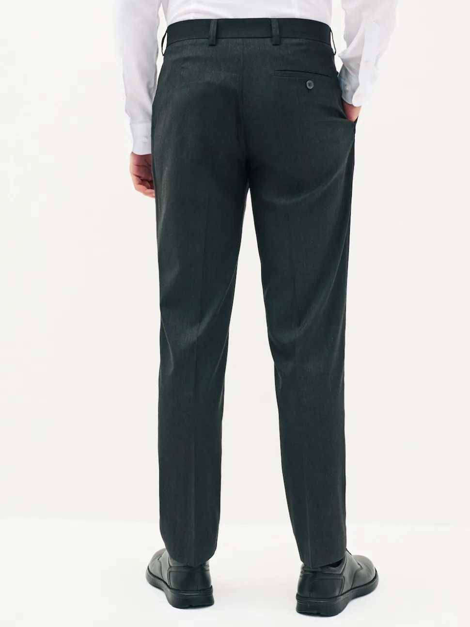 Charcoal Grey Tailored Fit Stretch Smart Trousers