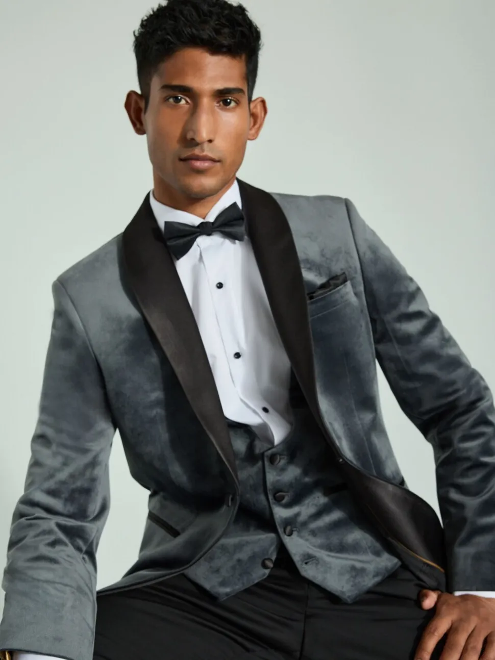 Charcoal Grey Velvet Waistcoat