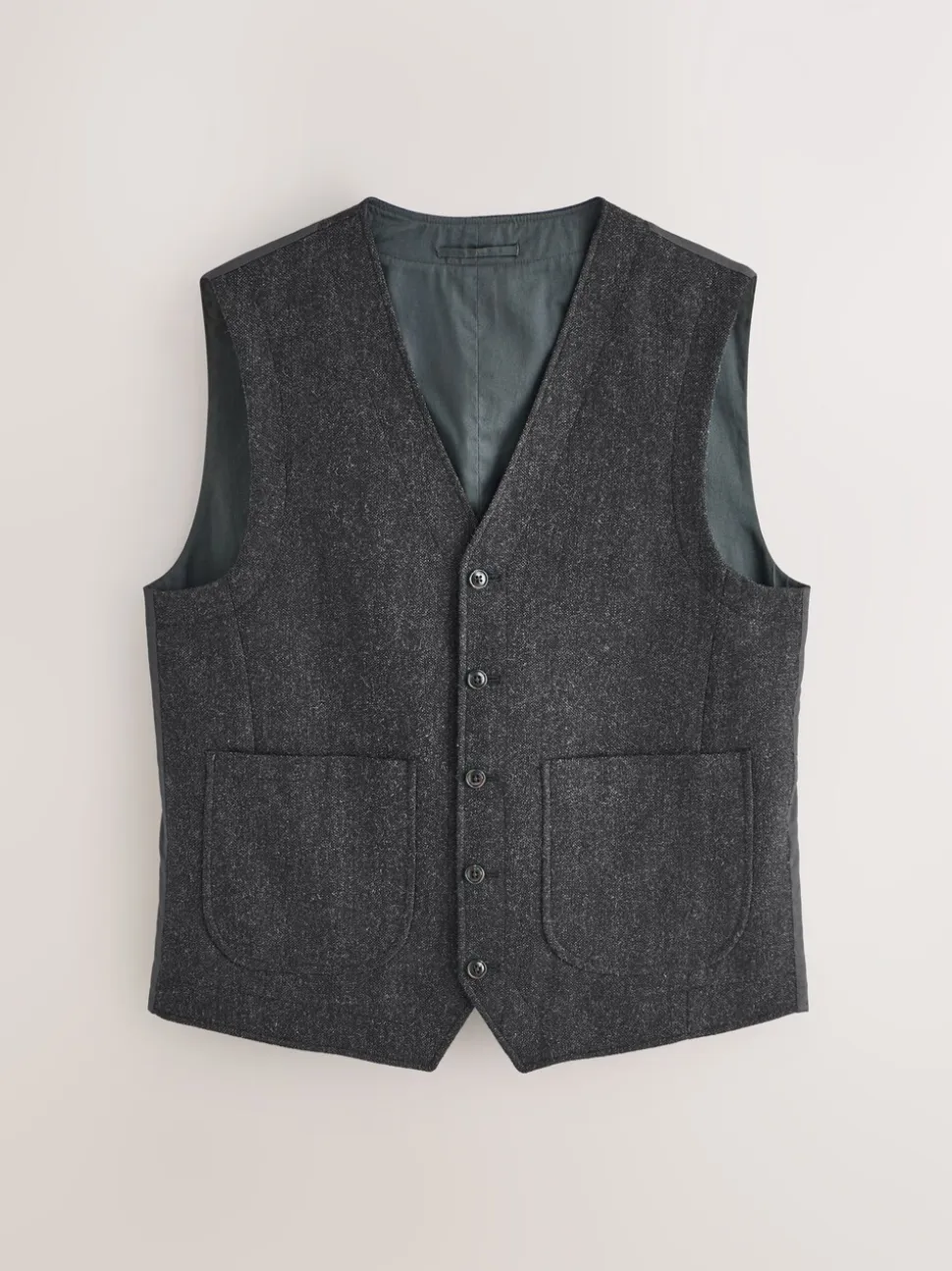 Charcoal Grey Wool Blend Suit Waistcoat
