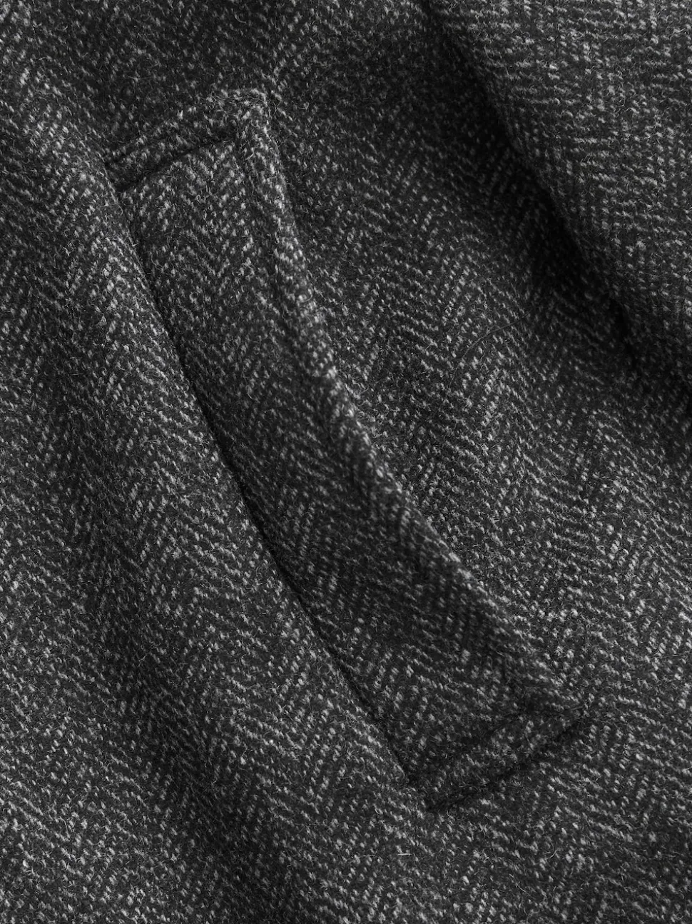 Charcoal Grey Wool Blend Mock Gilet Herringbone Padded Coat