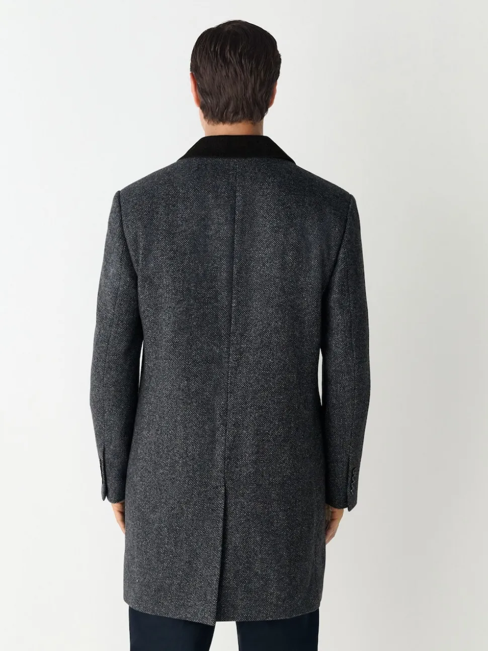 Charcoal Grey Wool Rich Epsom With Corduroy Trim Coat