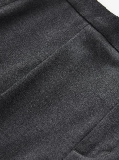 Charcoal Grey Wool Rich Smart Textured Trousers With Side Adjusters