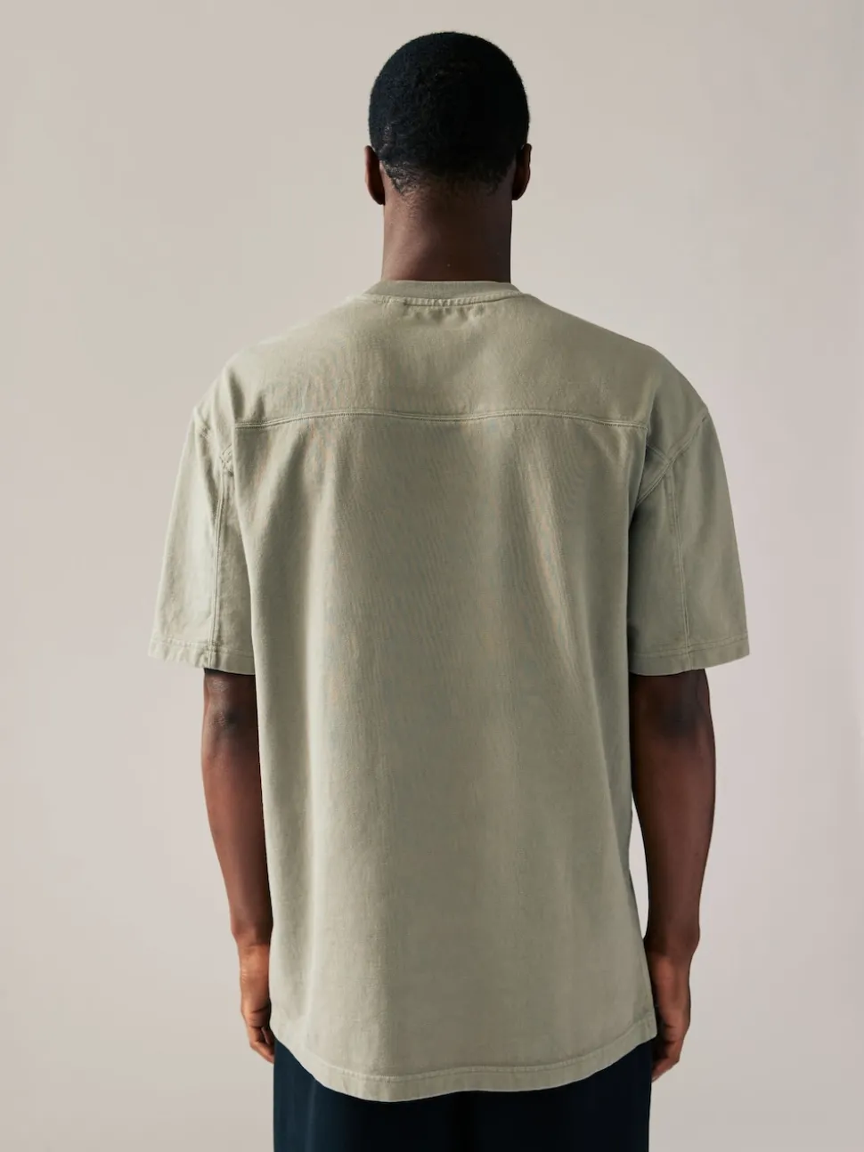 Charcoal Grey/Green/Ecru Garment Dye Relaxed Fit Heavyweight T-Shirts 3 Pack
