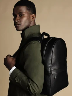 Charles Tyrwhitt Black Grain Leather Backpack