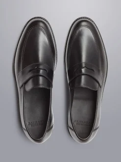 Charles Tyrwhitt Black Leather Saddle Loafers