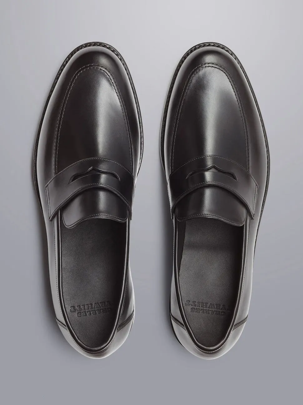 Charles Tyrwhitt Black Leather Saddle Loafers